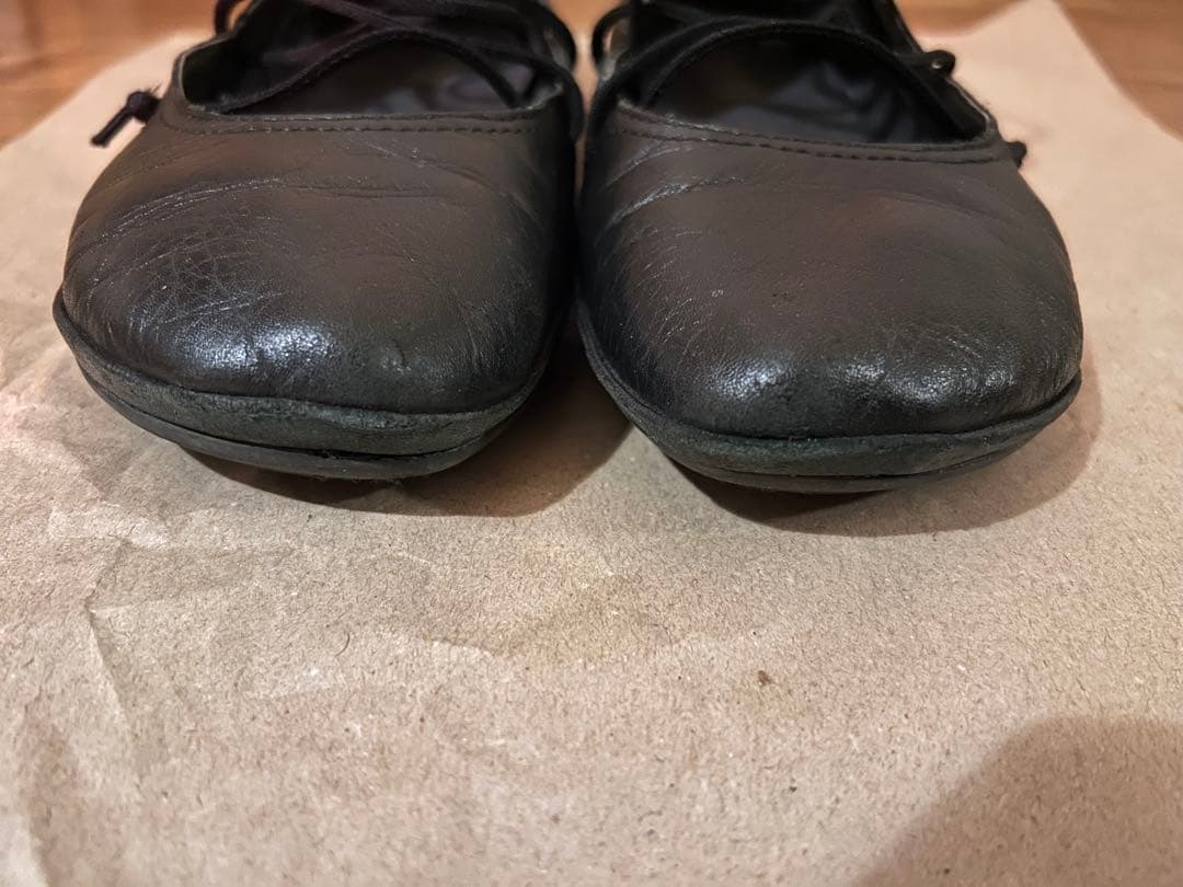 本革バレエシューズ　CAMPER39(25.0相当) ライトニナハイカット　黒