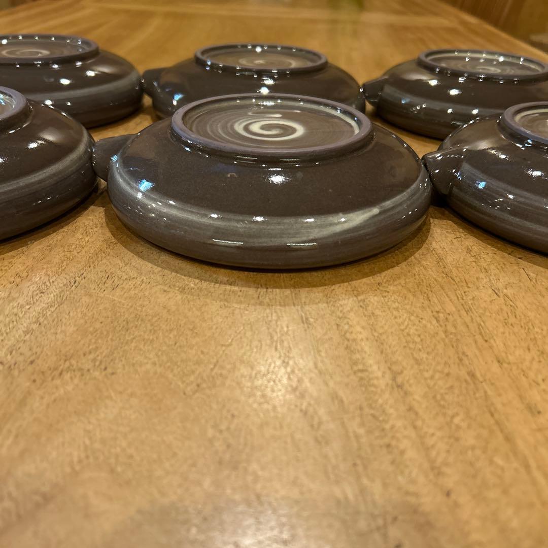 小田志焼　松保窯　久保正敏　片口平鉢　現川鷺文　鶴　六枚　希少