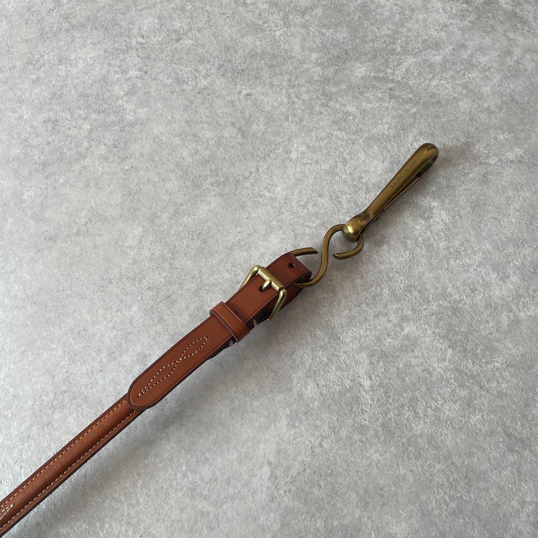 新品同様【レア】Ralph Lauren レザー編み込みベルト ゴールドバックル