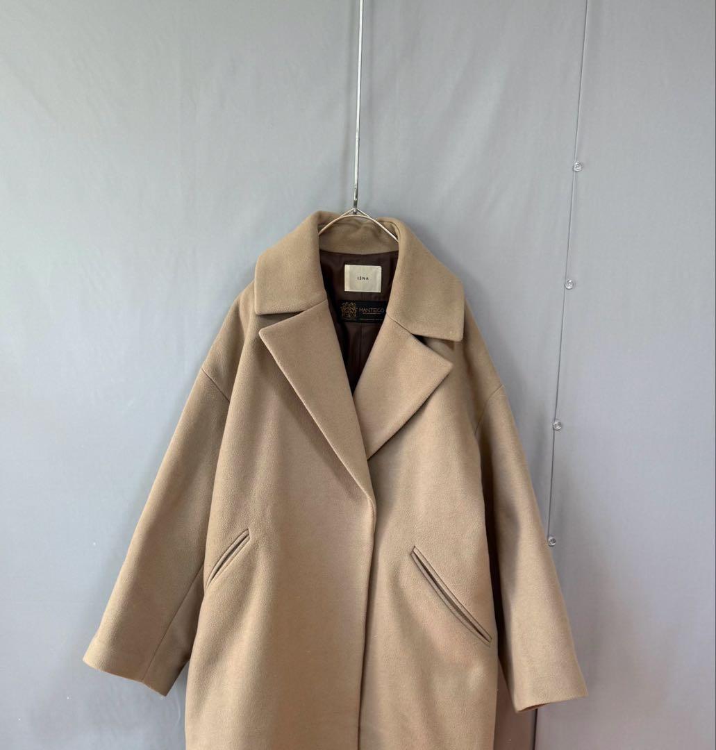 IENAイエナ　イタリア製MANTECOボリュームコート　薄ベージュ　38