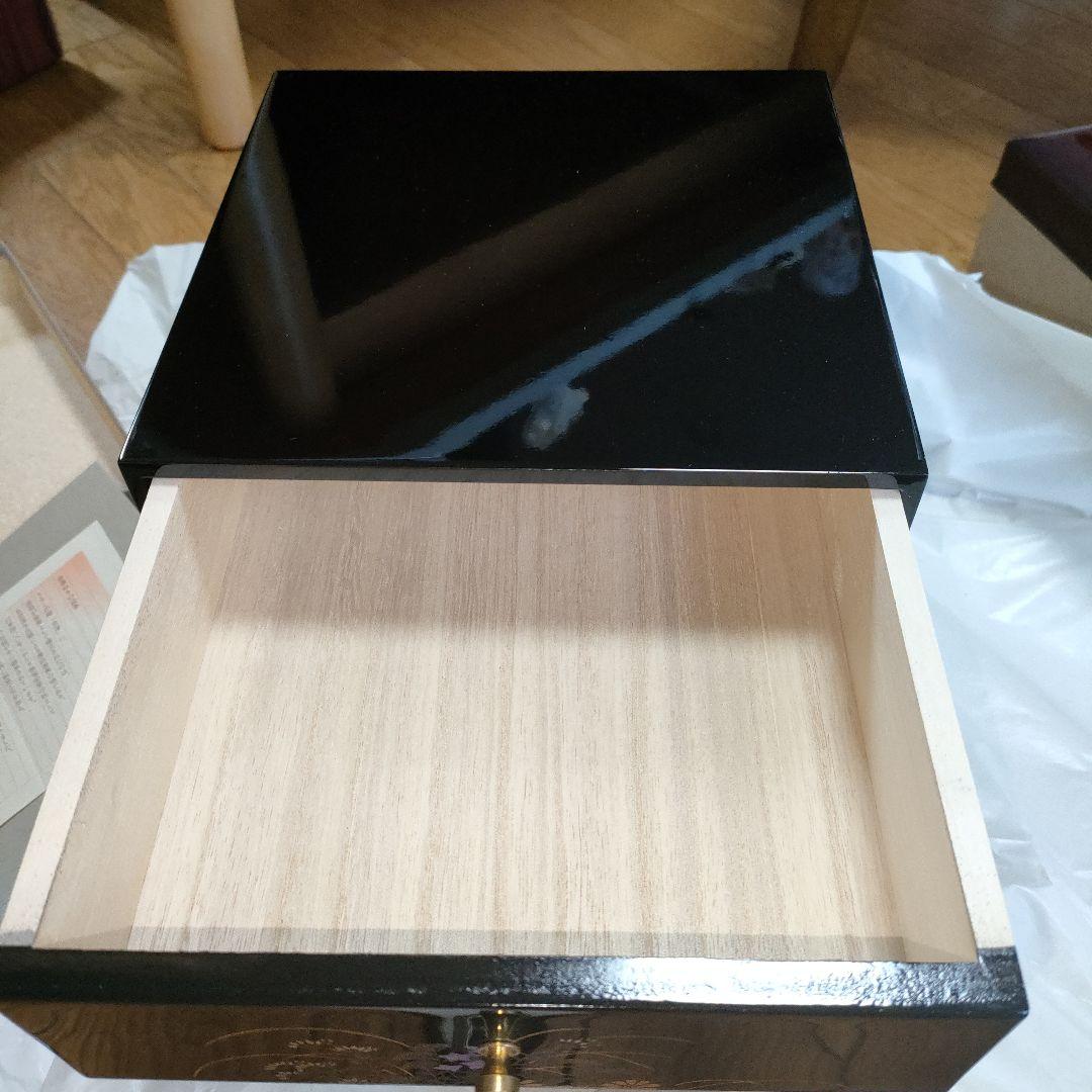 会津塗り　三つ引タンス　黒木