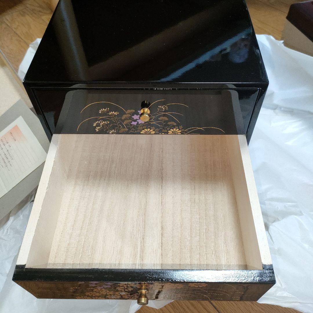 会津塗り　三つ引タンス　黒木