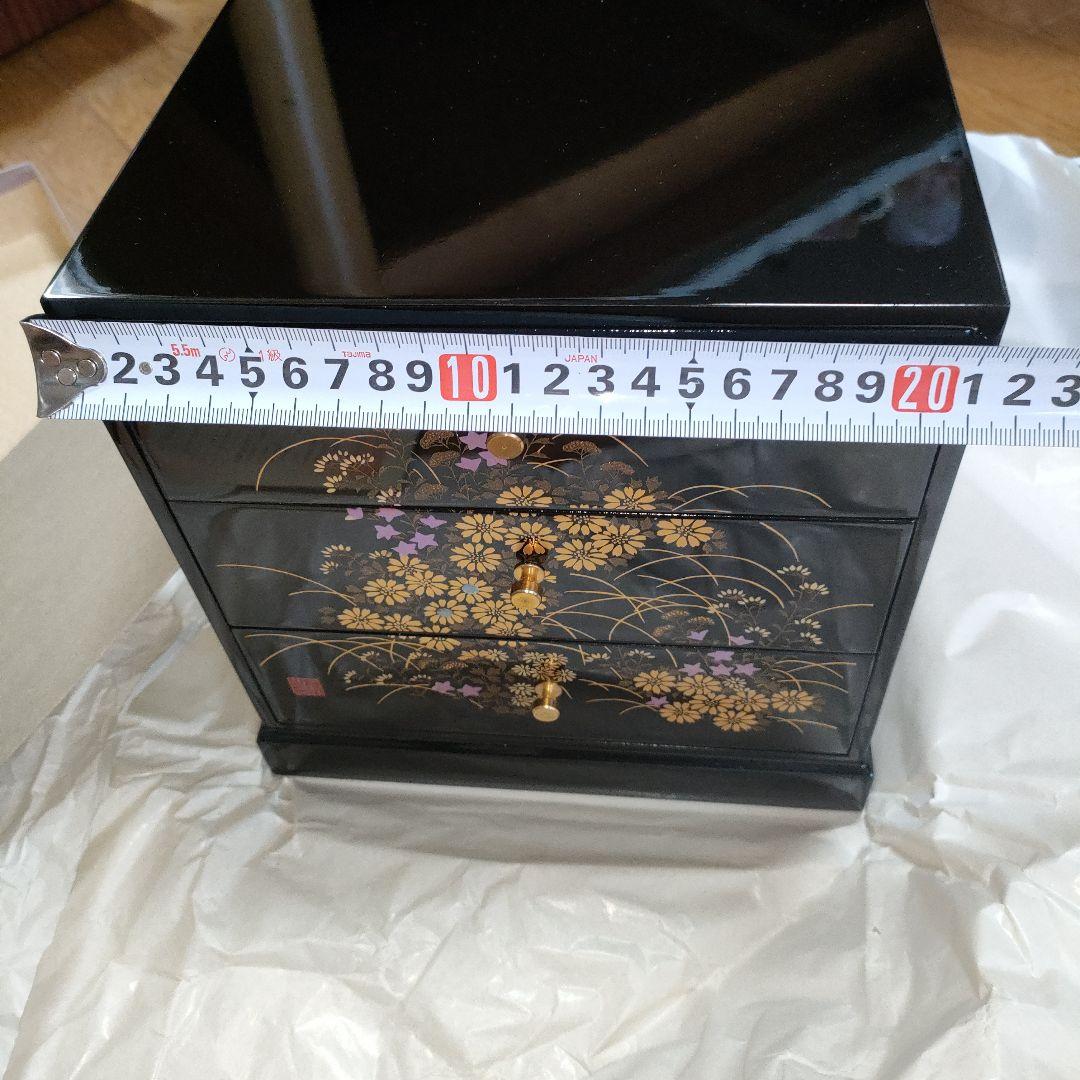 会津塗り　三つ引タンス　黒木