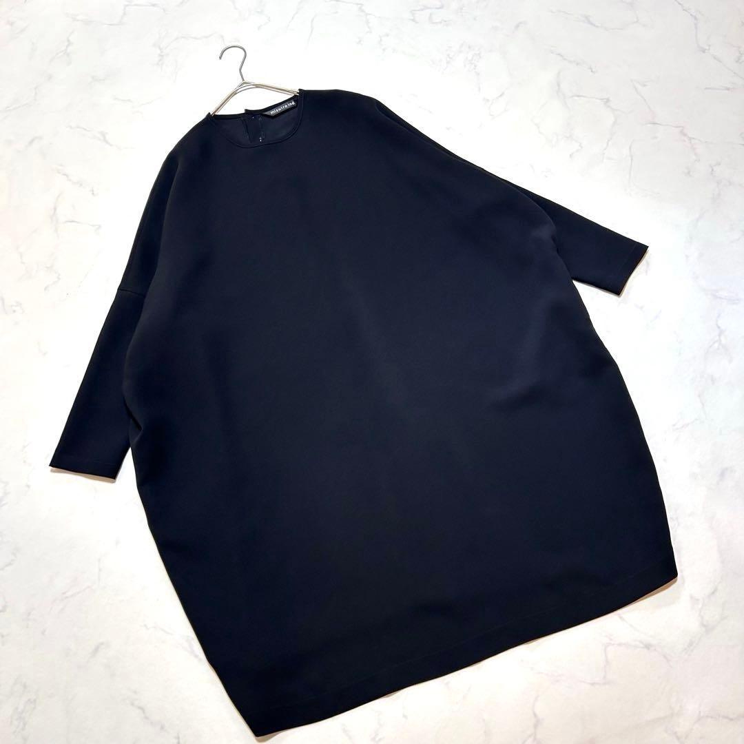 美品ミズイロインド ワイドコクーンワンピース 黒定番人気 セレモニー ゆったり