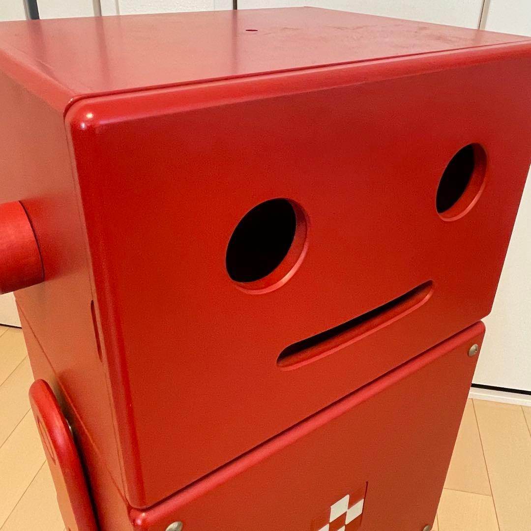 木製収納ロボ ロビット レッド 収納家具キャスター付き