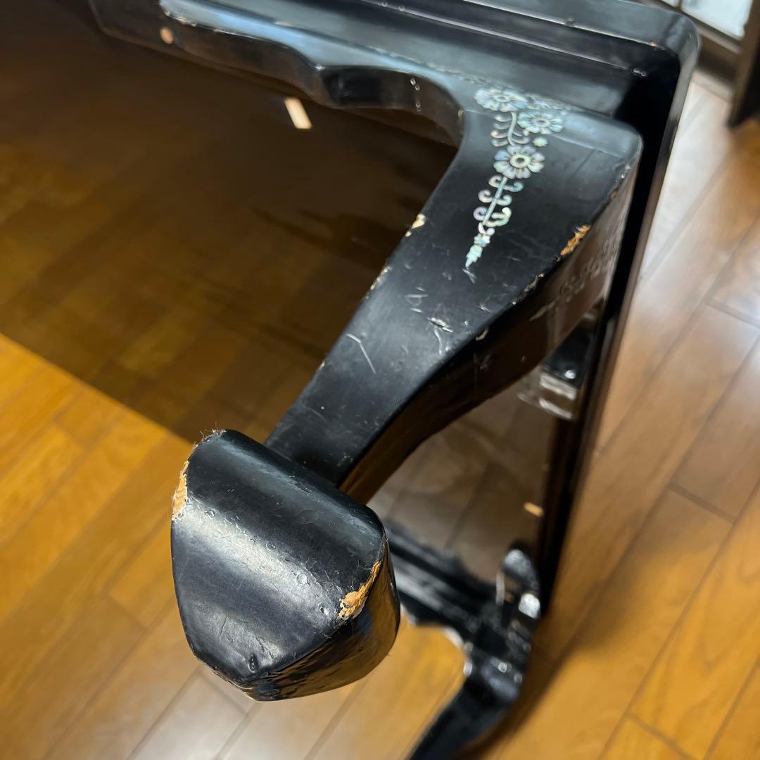 黒漆塗り母貝細工センターテーブル