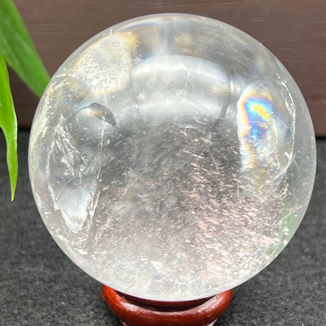 ヒマラヤ水晶 丸玉 スフィア 虹入り レインボー 天然石 置物 鑑賞石
