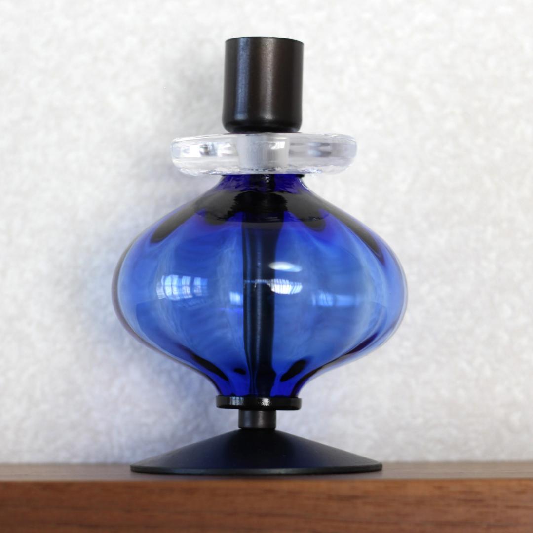 【美品】エリックホグラン　キャンドルスタンド オニオン型　ブルー 02
