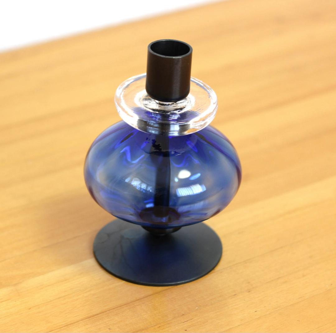 【美品】エリックホグラン　キャンドルスタンド オニオン型　ブルー 02