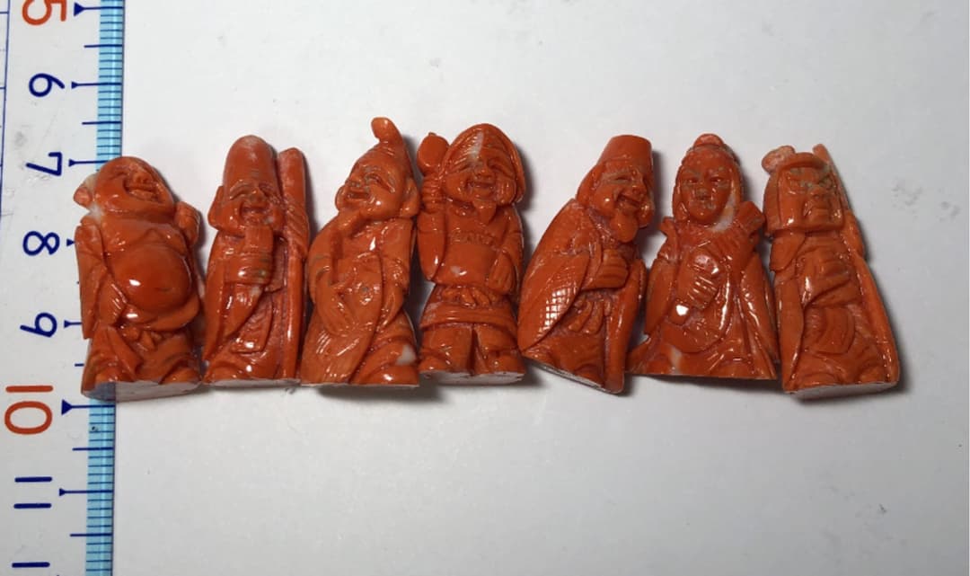 本珊瑚七福神 置物（谷口康隆作）