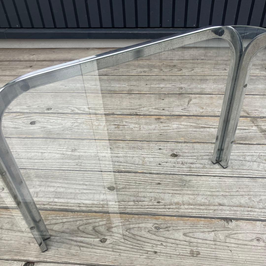 ミッドセンチュリー アイアンフレーム センターテーブル ガラステーブル 正方形