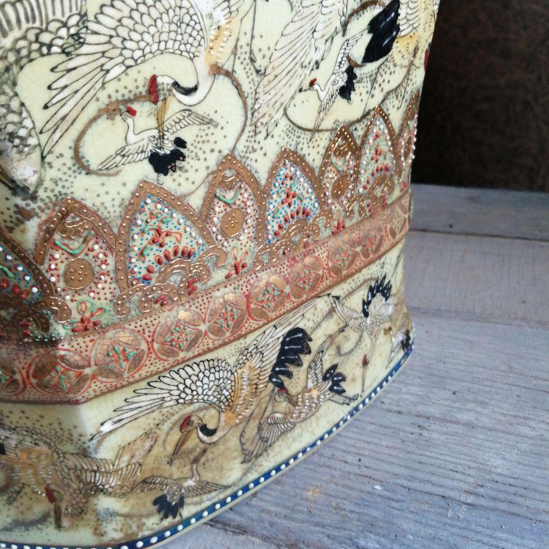 【愛知県内引取限定】薩摩焼　群鶴面取八角大壺　82cm