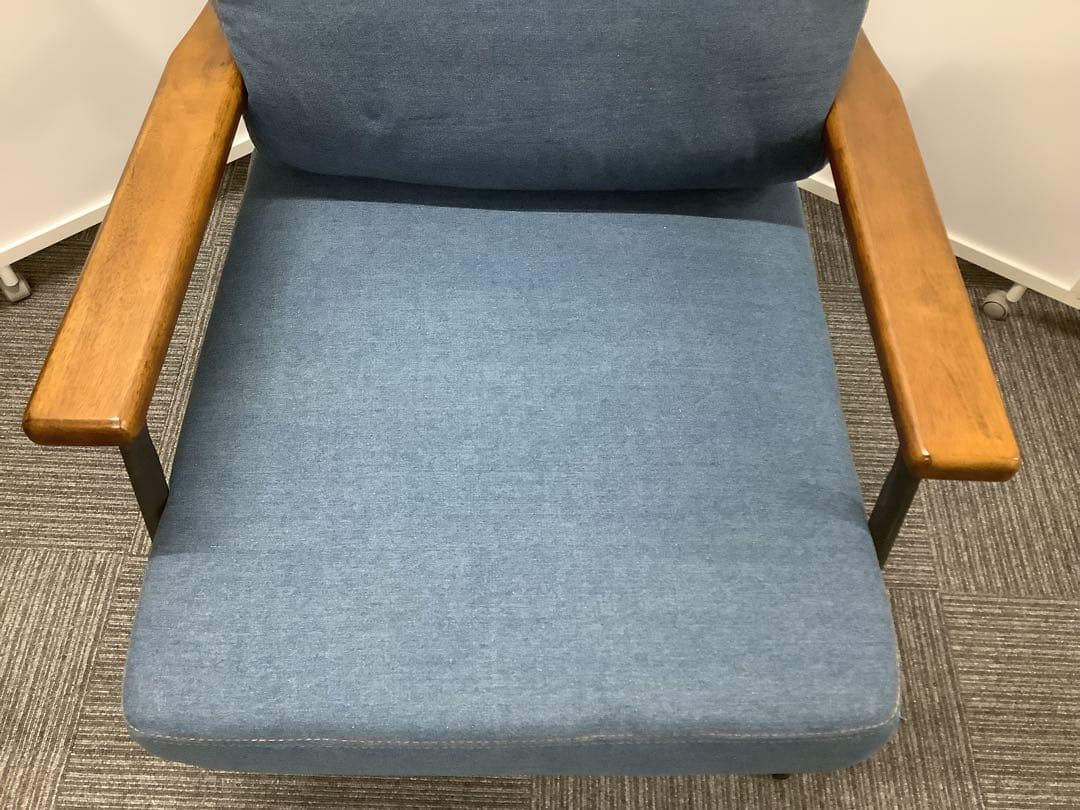 かな 1人掛けソファ 肘掛け付き デニム調 ジーンズ調（★）