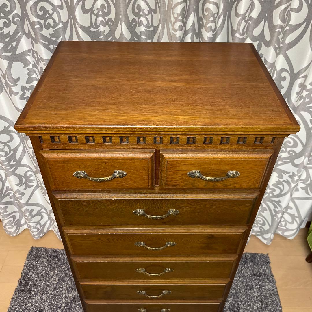 アンティーク　ハイチェスト７段