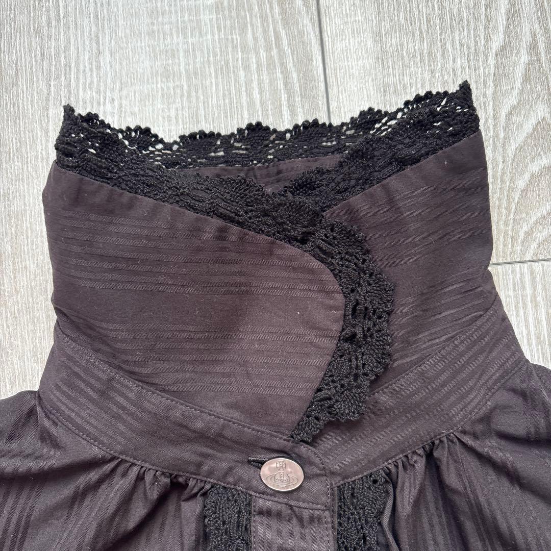 【ヴィヴィアンウエストウッド】長袖シャツ 黒　ブラウス　予備ボタン付き