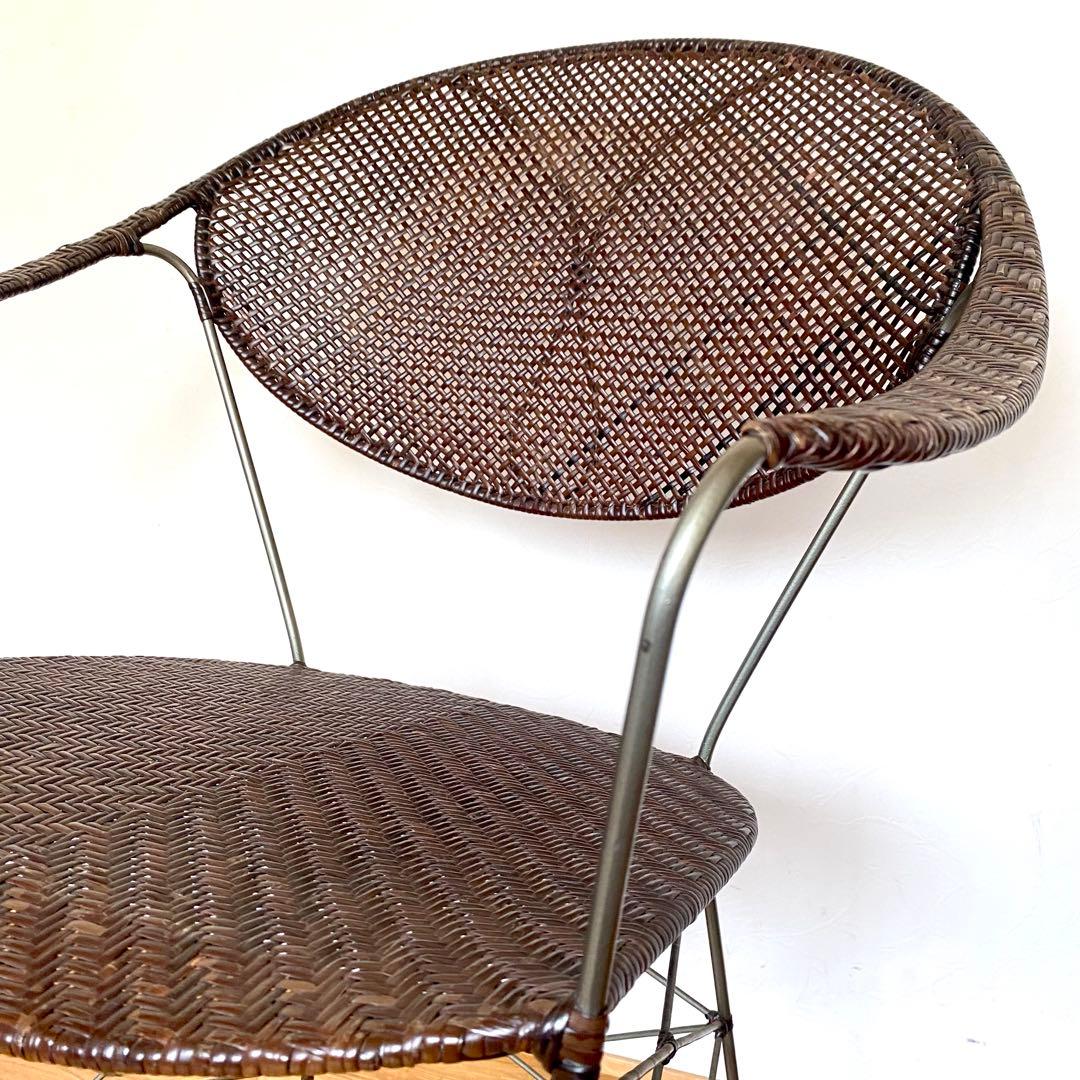 ラタン×スチール アームチェア YAMAKAWA RATTAN 旧モデル推定