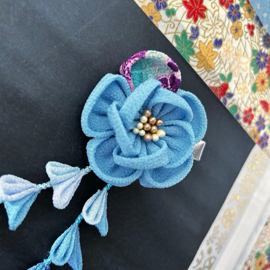 水色　青　髪飾り　ヘアクリップ 七五三　袴　卒園式　卒業式　結婚式　発表会　和