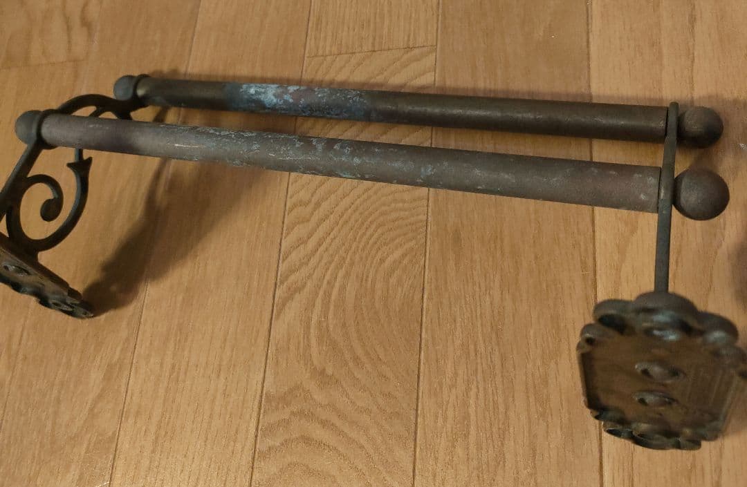 アンティーク 真鍮製 ダブルタオルバー 2連タオル掛 クラシック イタリア製 ②