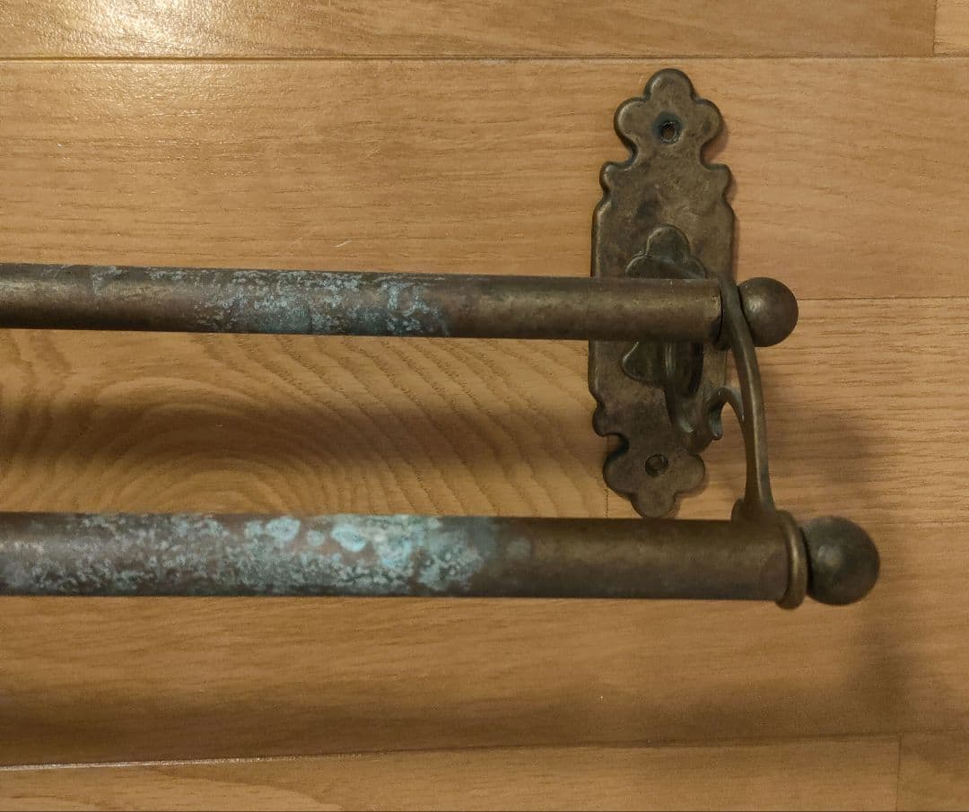 アンティーク 真鍮製 ダブルタオルバー 2連タオル掛 クラシック イタリア製 ②