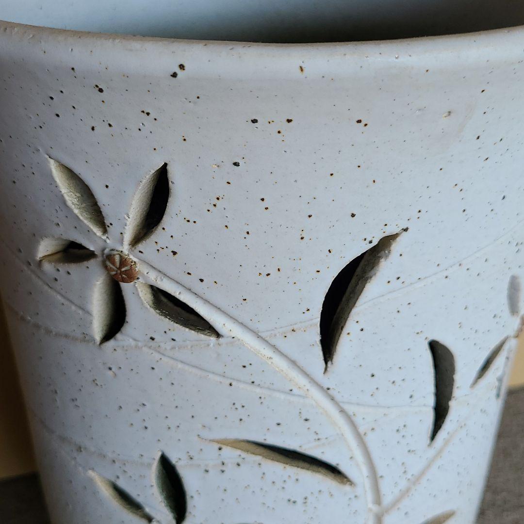 信楽焼傘立て 花透かし 高さ４２cm