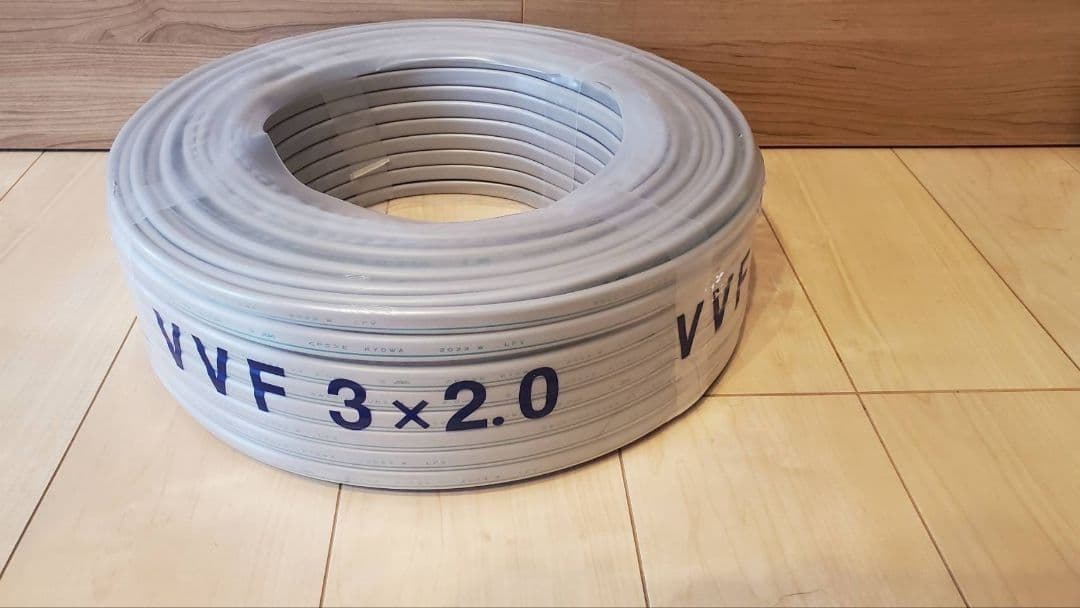 ケーブル100m巻き　VVF2.0-3c 黒白緑