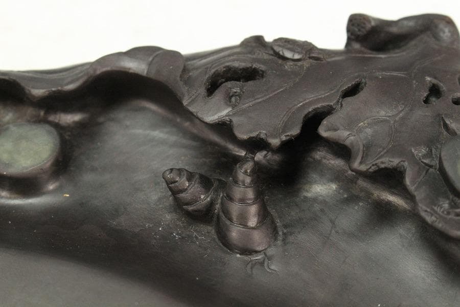 中国美術 硯 蓮 端渓 紫檀箱 文房具(K-LC729)