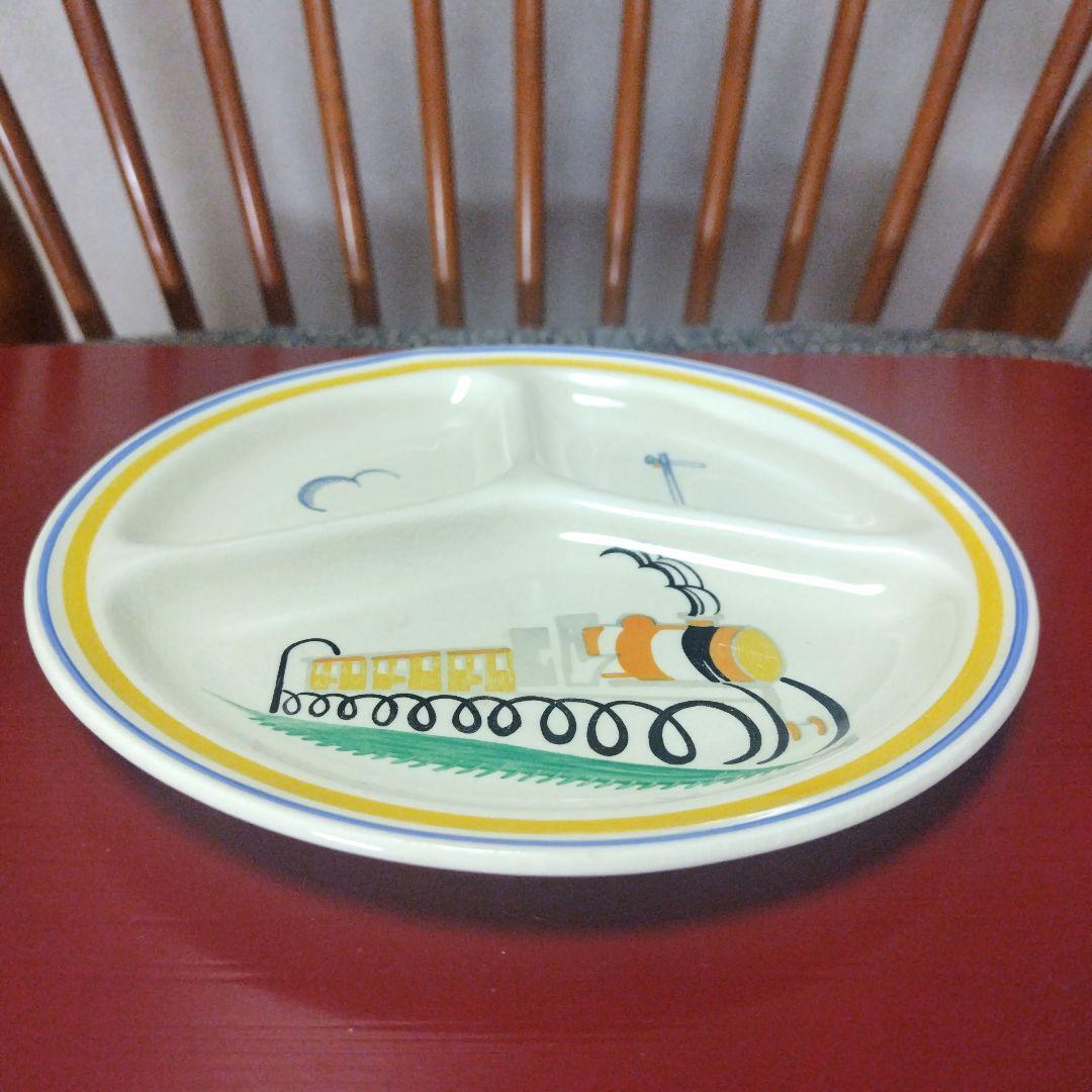 売約済、超レアー！スージークーパー、ユーモラスデザイン「機関車とシグナルと雲」皿