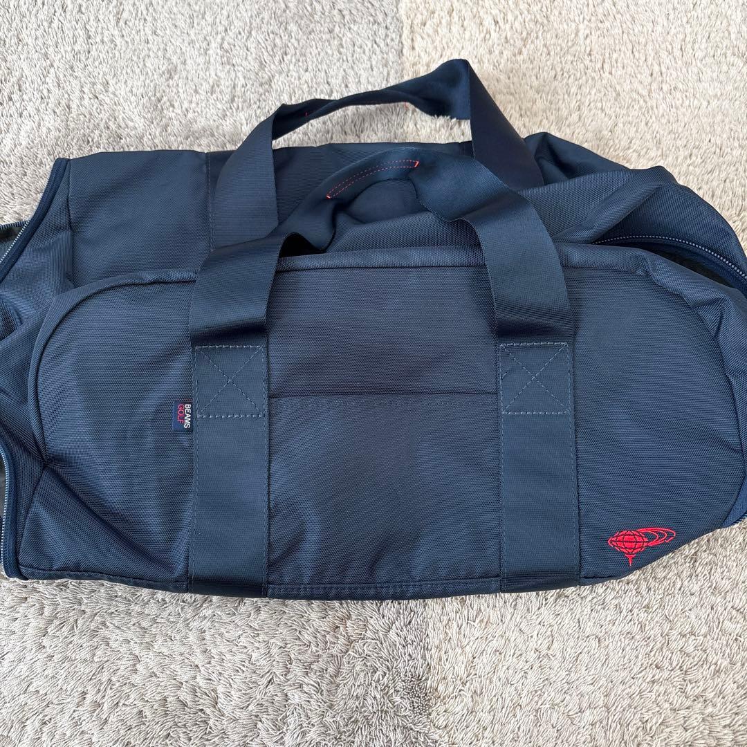 BEAMS ネイビー　シューズ収納付き ボストンバッグ