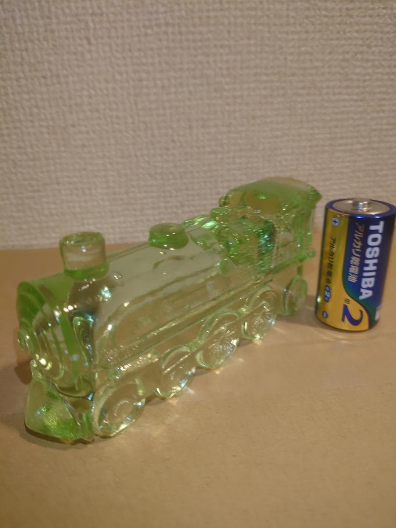 レトロ　ウランガラス　SL蒸気機関車　キャンディーポット　ミニチュア玩具　金平糖