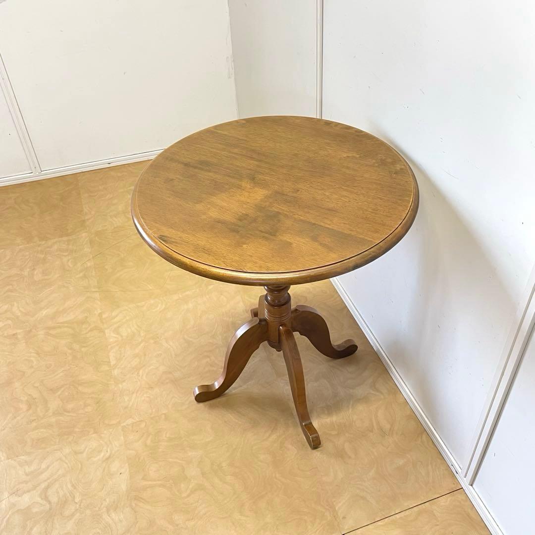 アンティーク調 丸テーブル サイドテーブル カフェテーブル 台 猫脚 木製