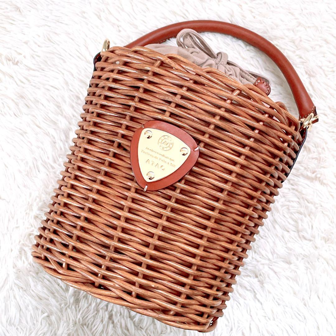 極美品✨ATAO 2WAY かごバッグ ショルダーバッグ ラビットファー付き