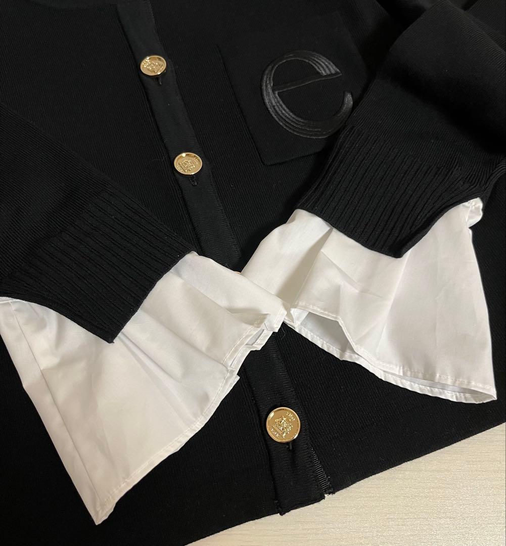 EIMY ISTOIRE Attached collar カーディガン 黒