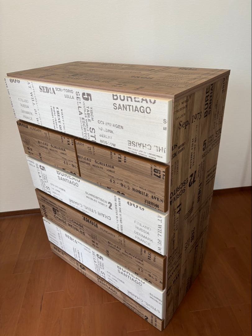 木製5段引き出しラック