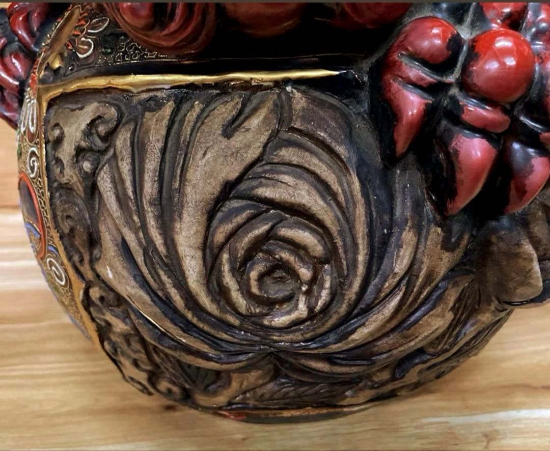 未使用/特価❕九谷焼/深み赤/唐獅子/二尺/1点 特大/置物/魔除け