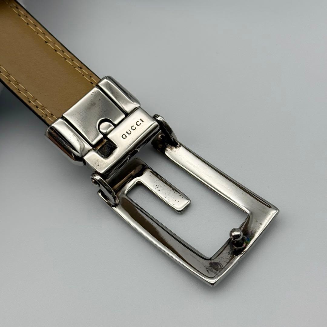 ✨美品✨グッチ ベルト Gバックル シルバー金具 レディース 本革 ビジネス