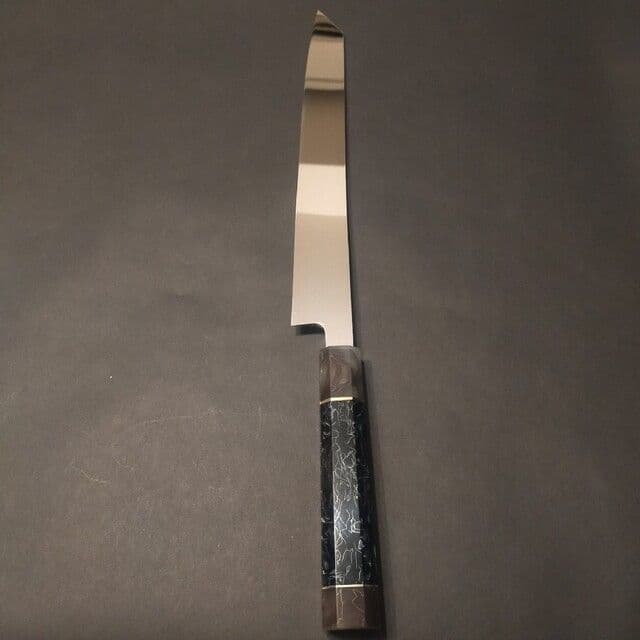 超ウルトラ鏡面V金10号本焼切柳刃包丁270mm モダンレジンアート八角柄