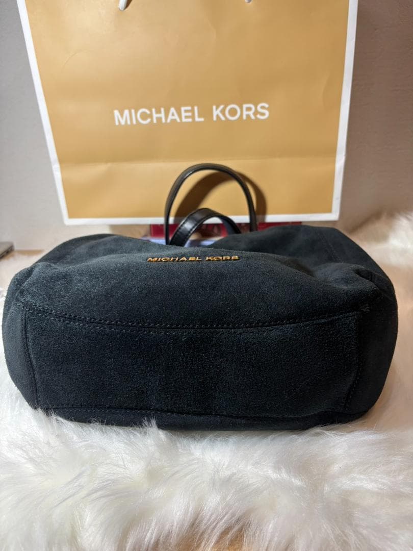 マイケルコース スエード ショルダーバッグ 黒 チェーン MKロゴ金具 肩掛け