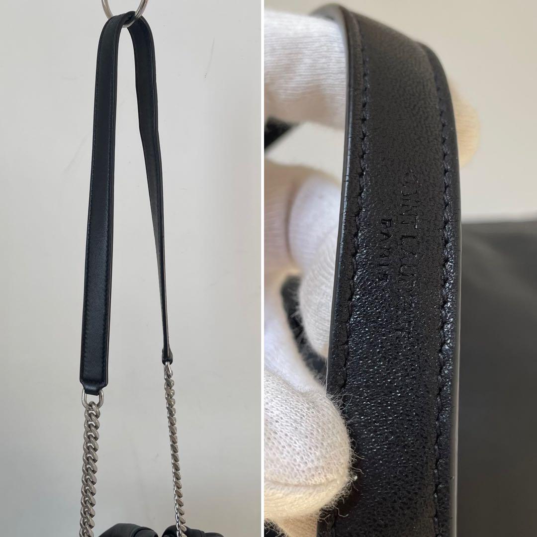 【極美品】サンローラン テディ ショルダーバッグ チェーン 巾着 レザー 黒