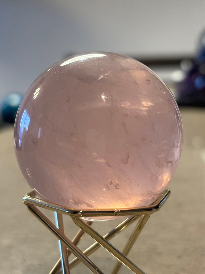 透明感　上品ピンク　スターローズクォーツ　スフィア