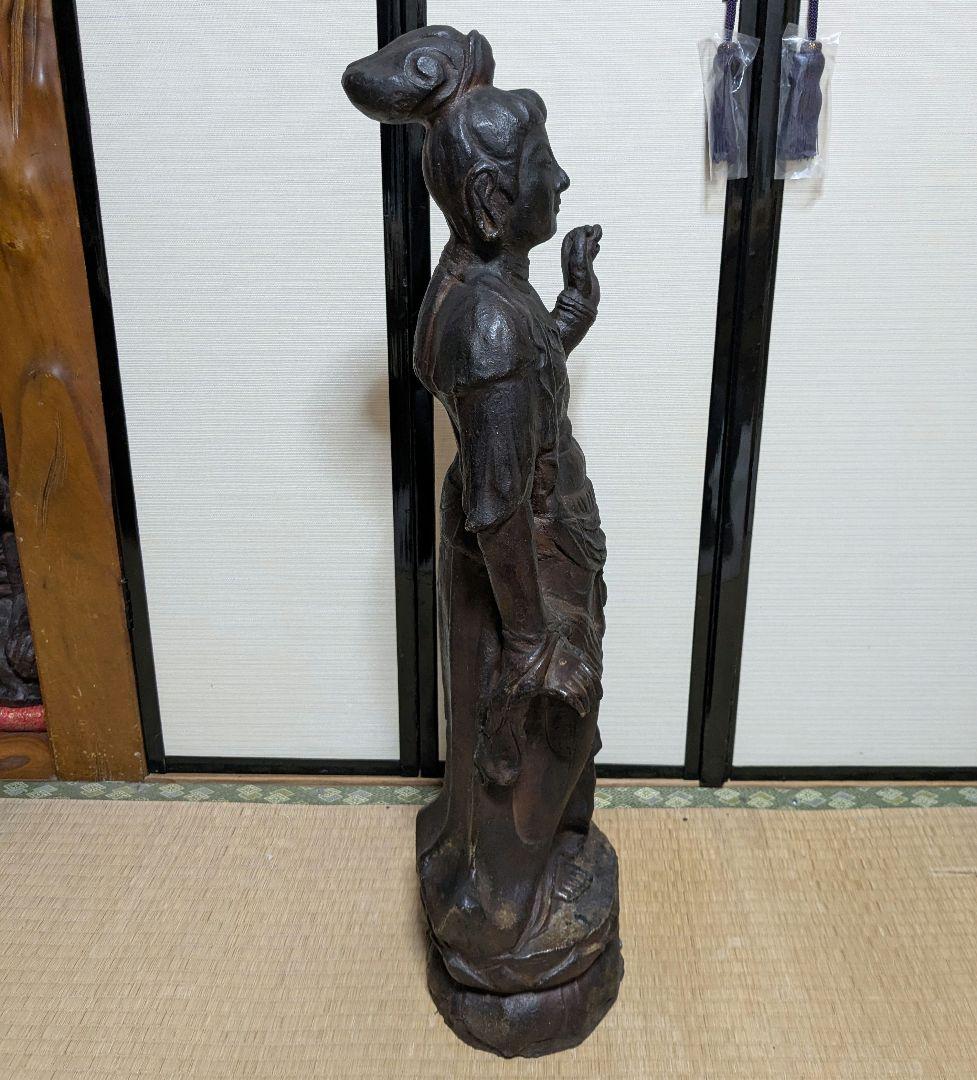 備前焼 観音菩薩立像 仏像 置物 細工物 仏教 観音様 在銘 作家作品 塑像