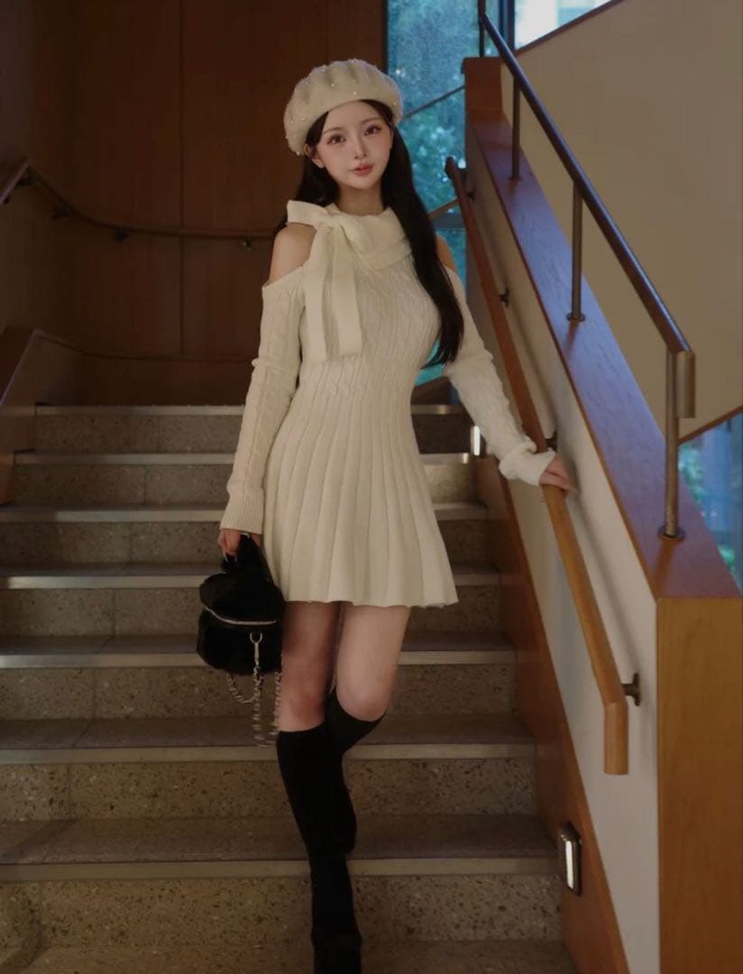 Darich アメスリフレアニットミニワンピース