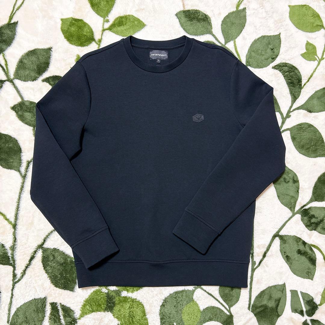 エンポリオアルマーニ クルーネックスウェットシャツ メンズ ブラック Sサイズ