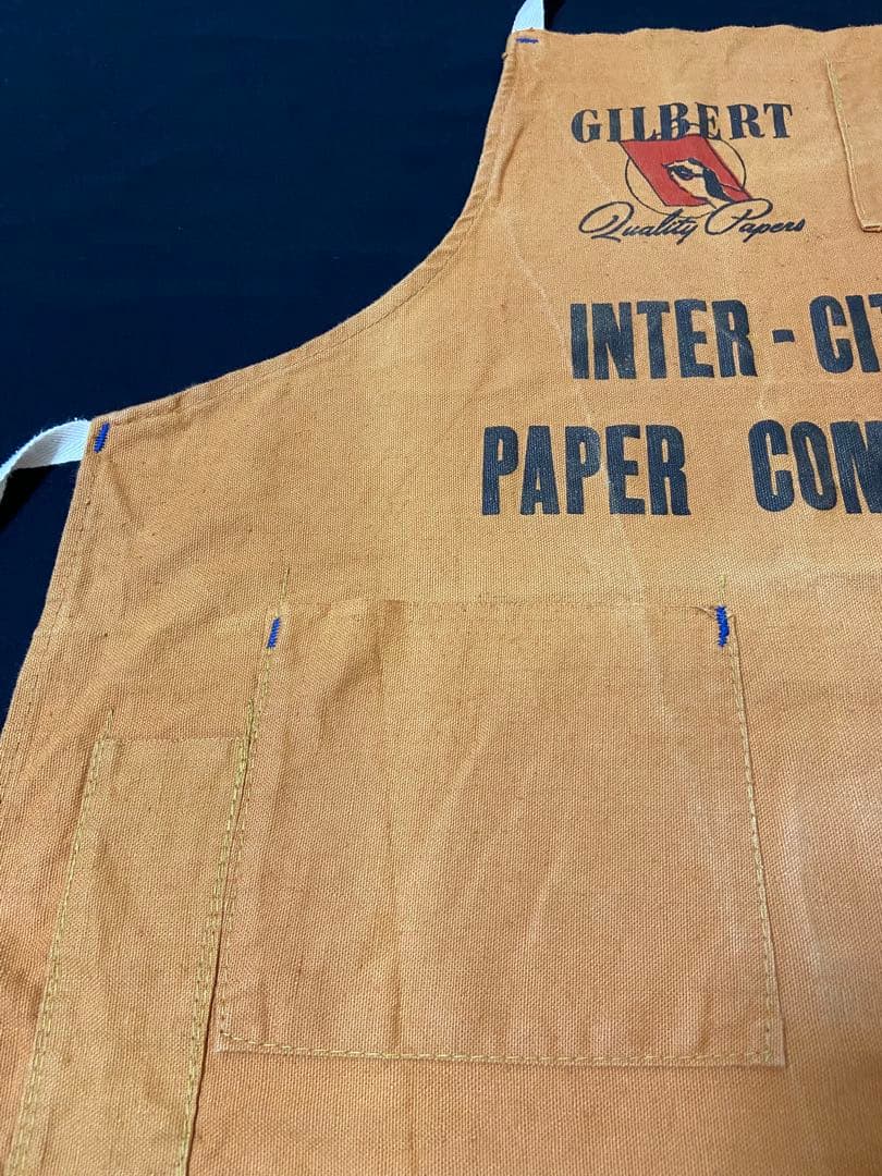50s ワークエプロン　ニュースペーパー　染み込み
