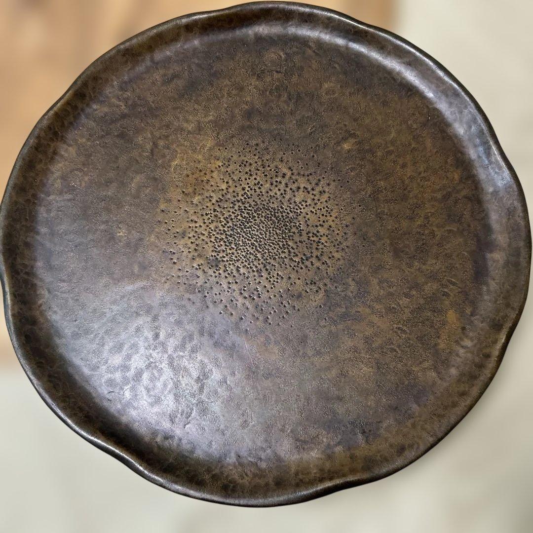 玉川堂　鎚目模様　鎚起銅器盆　大正〜昭和初期