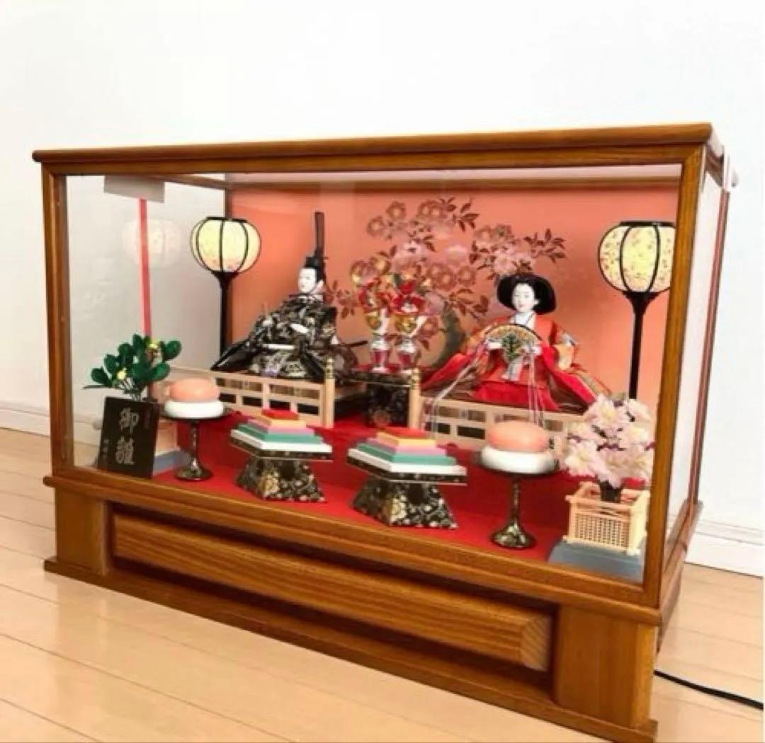 雛人形　コンパクト　雛ケース飾り　オルゴール付き　電球新品交換済