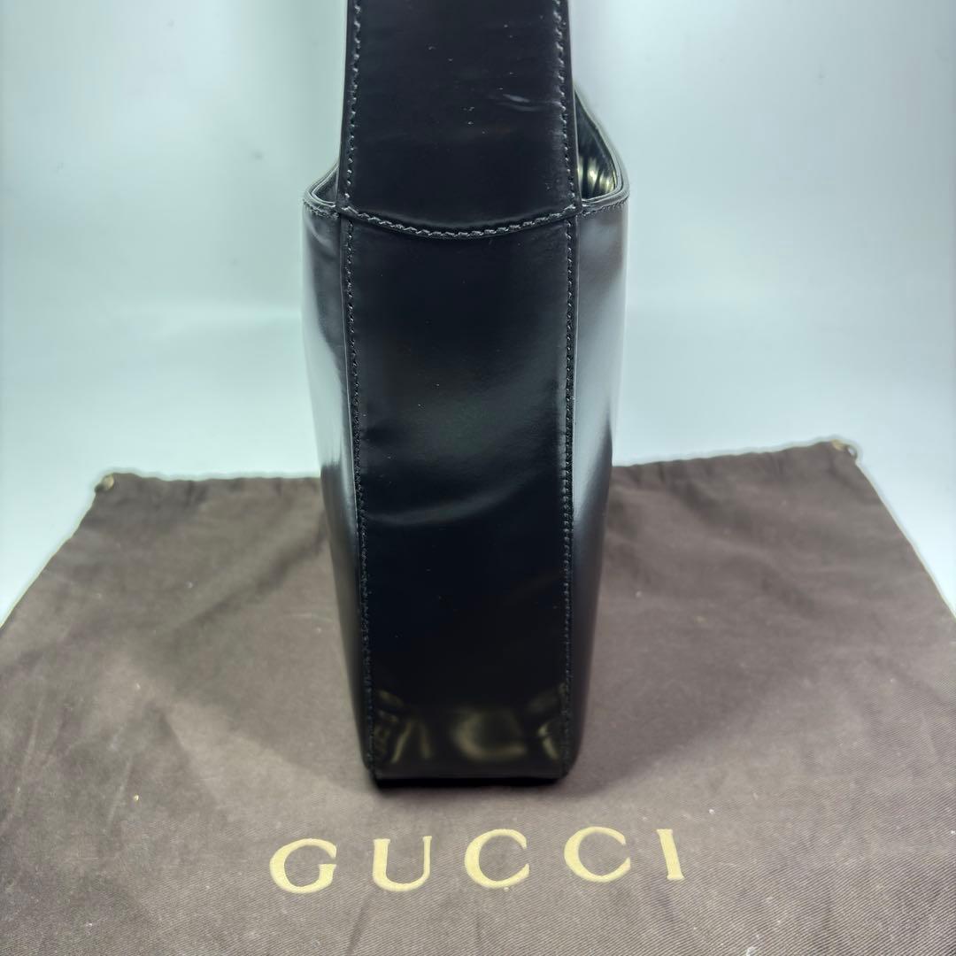極美品　GUCCI グッチ パテントレザー ワンショルダーブラック　リペア済み