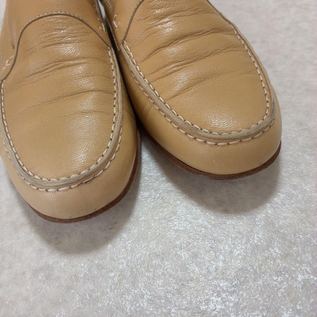 エルメス HERMES Hステッチ レザーローファー 23cm ベージュ