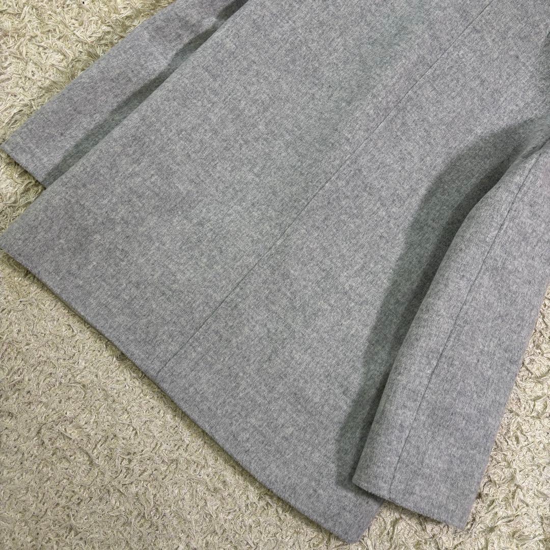 美品　23区　アンゴラ　ウール　フーディッド　リバーコート　38 グレー