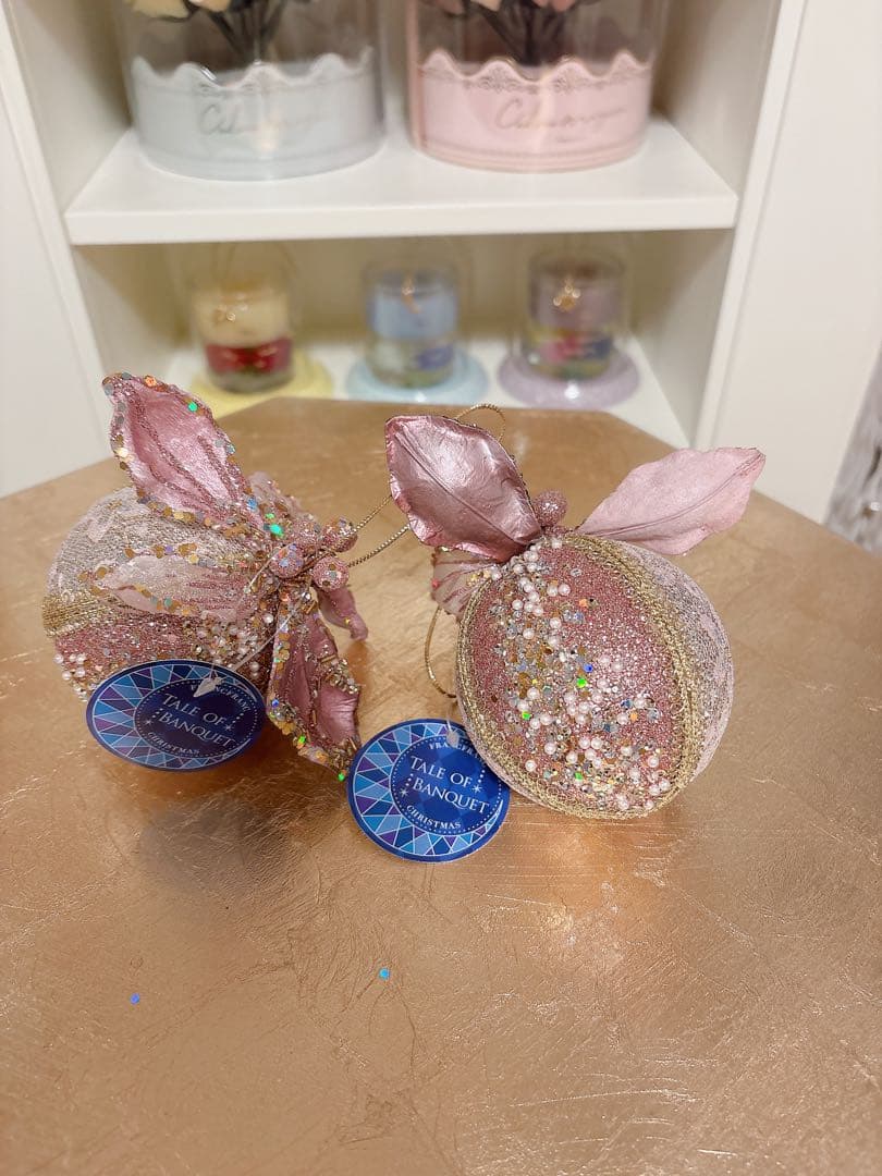 Francfrancファブリックオーナメント レース ピンク