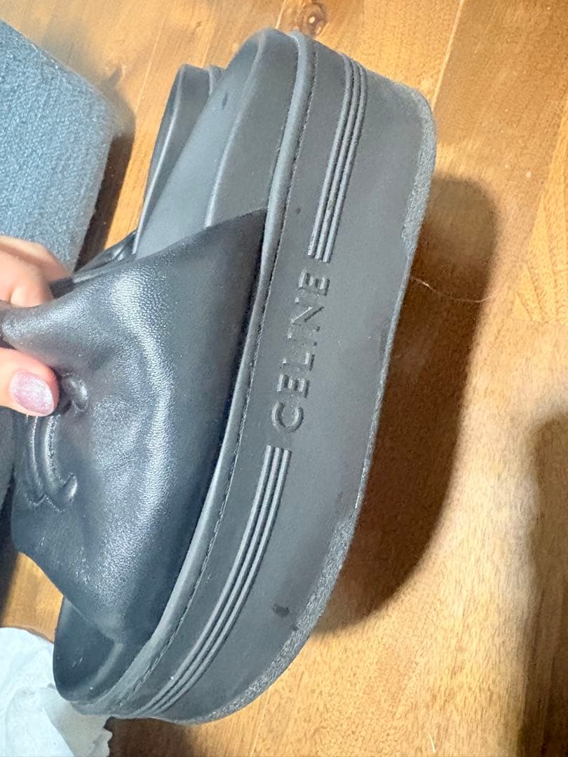 CELINE ブラック ブロックスライドトリオンフサンダル